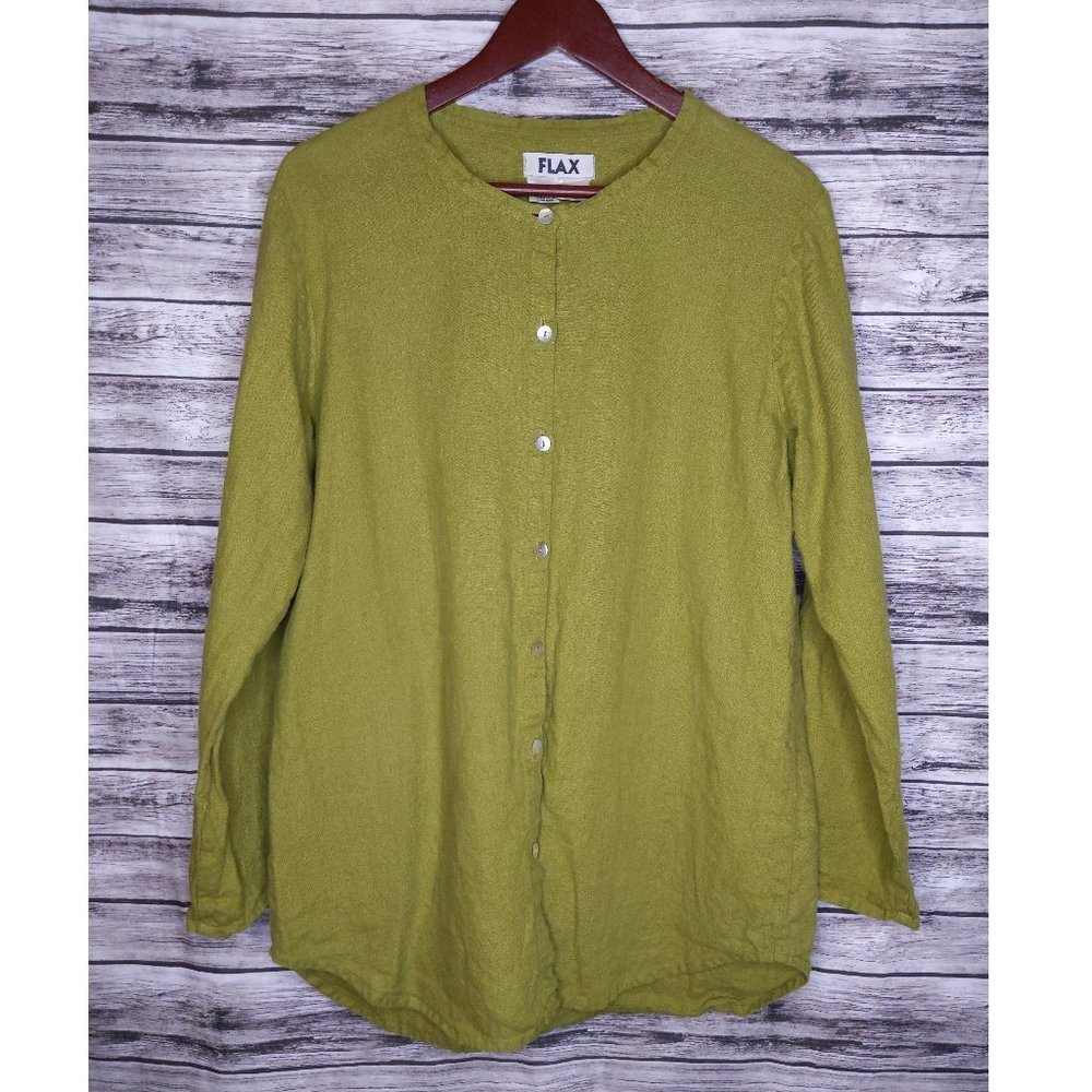 Flax Long Sleeve Green Tunic Top